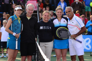 Monica Seles, John McEnroe, Kim Clijsters en Mansour Bahrami - © Fotoplaza