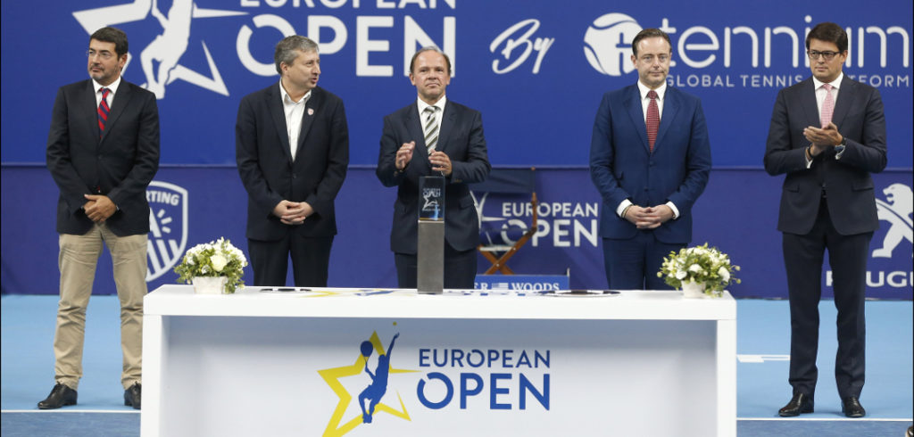 EUROPEAN OPEN - Single Final - Ceremony - Ludo Van Campenhout, Philippe Muyters, Bart De Wever en Kristoff Puelinckx. ©Philippe BUISSIN / IMAGELLAN