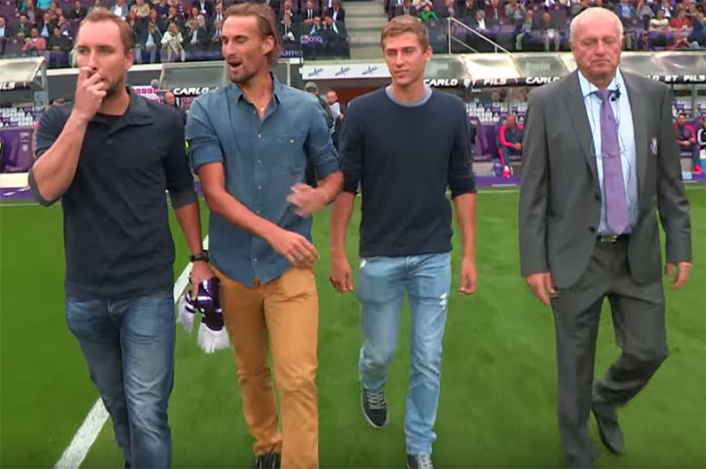 Steve Darcis, Ruben Bemelmans en Kimmer Coppejans op Anderlecht - © YouTube