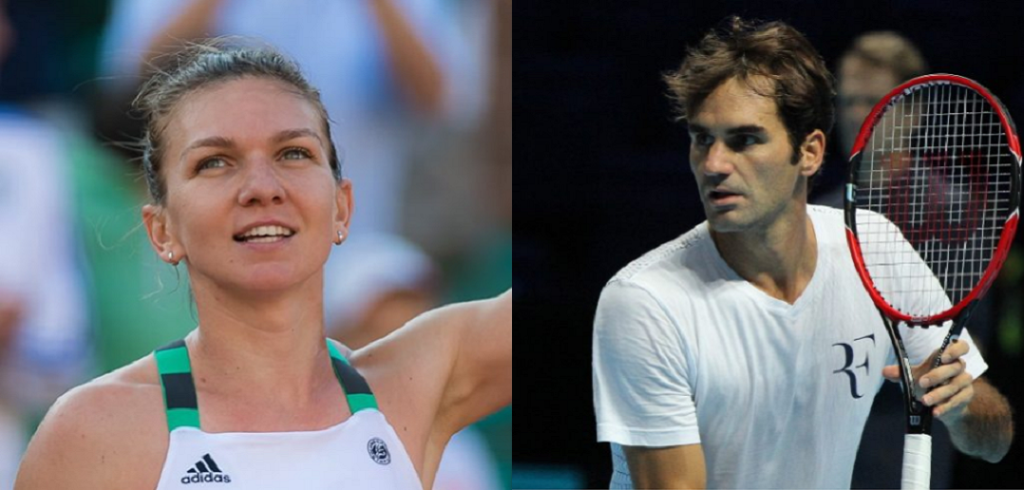 Simona Halep en Roger Federer - © Jimmie48 Tennis Photography