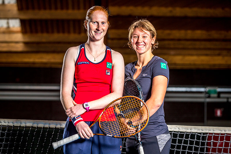 Alison Van Uytvanck en An-Sophie Mestach - © Walter Saenen (Tennis Vlaanderen)