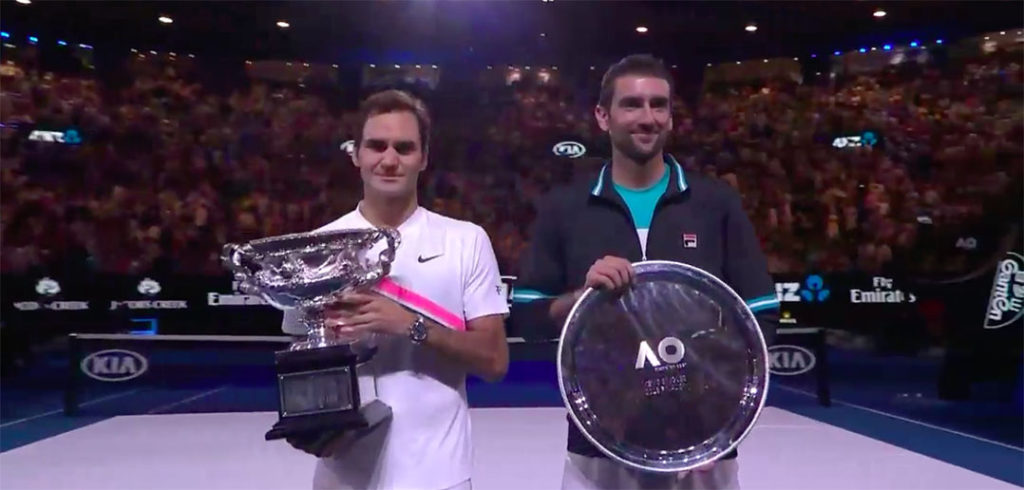 Roger Federer en Marin Cilic - © YouTube Australian Open