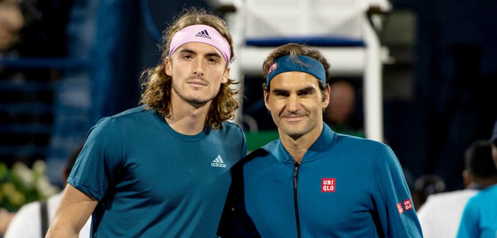 Stefanos Tsitsipas en Roger Federer - © Christophe Moons (Tennisplaza)