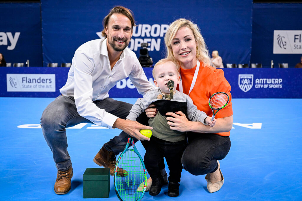 Ruben Bemelmans met vrouw Maaike en zoon Rocco - © European Open (Belga)