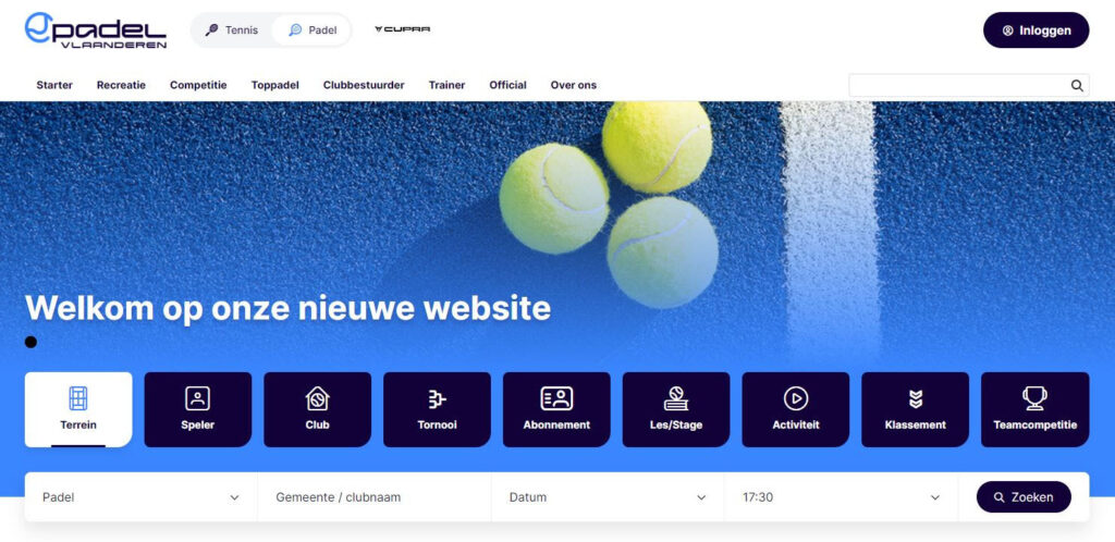 Nieuwe website Padel Vlaanderen - © Padel Vlaanderen