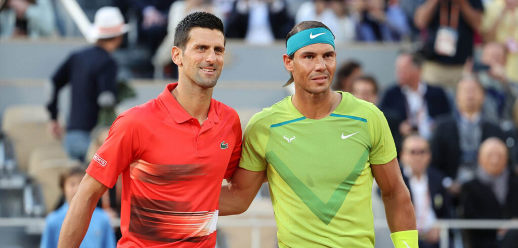 Novak Djokovic en Rafael Nadal op Roland Garros in 2022 - © L'Équipe