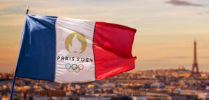 Franse vlag voor Olympische Spelen 2024 in Parijs - © Delpixart (iStock)