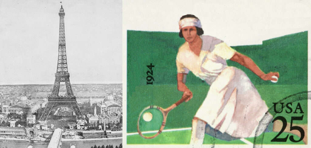 Postzegel tennisster Hazel Wightman en Eiffeltoren - © iStock