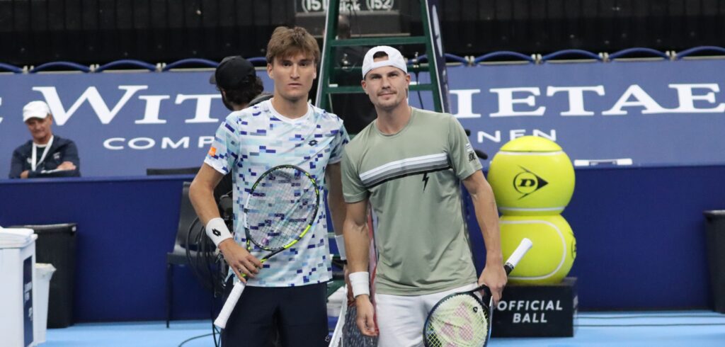 Raphaël Collignon en Marton Fucsovics - © Betty Stolck (Tennisplaza)