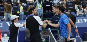 Petros Tsitsipas, Stefanos Tsitsipas, Robin Haase en David Pel - © Betty Stolck (Tennisplaza)