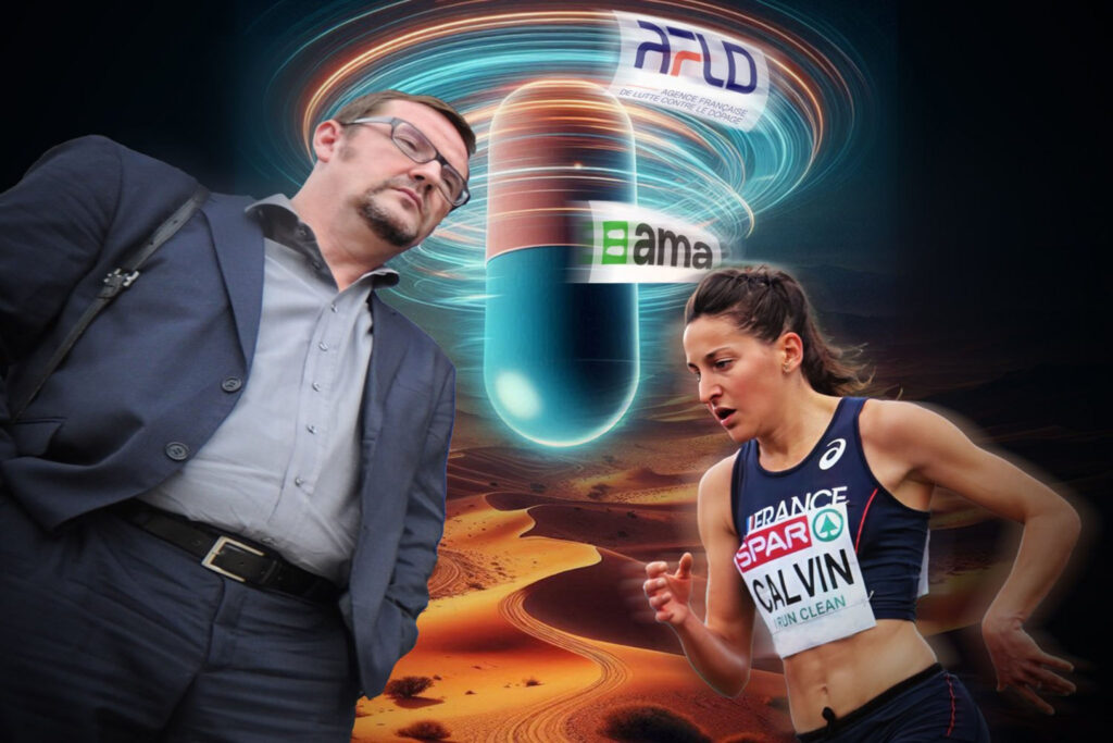 AFLD-directeur Damien Ressiot en rechts atlete Clémence Calvin