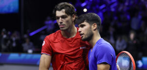 Taylor Fritz en Carlos Alcaraz - © Clive Brunskill (Getty Images/Laver Cup)